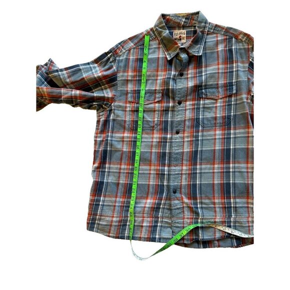 Red Head Shirt Mens Large Long Sleeve Pockets Button Front Flannel Plaid Choose - Picture 9 of 16